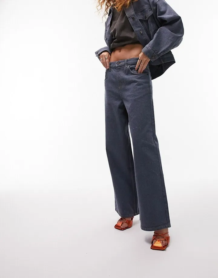 Topshop low slung boyfriend jeans in blue - part of a set