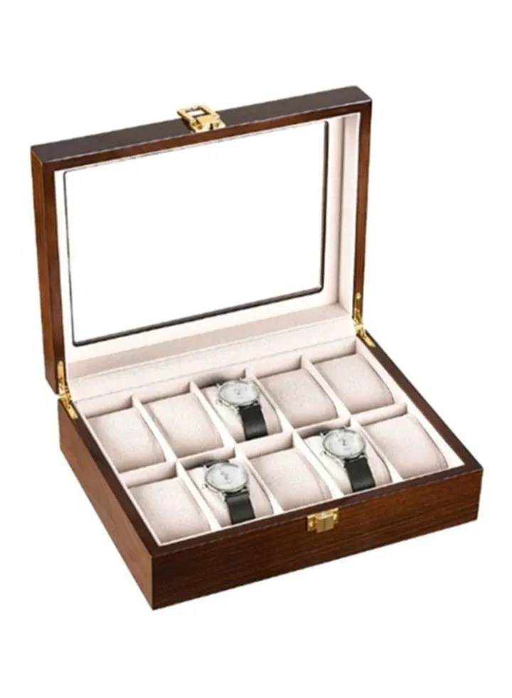 10-Slot Wooden Watch Box