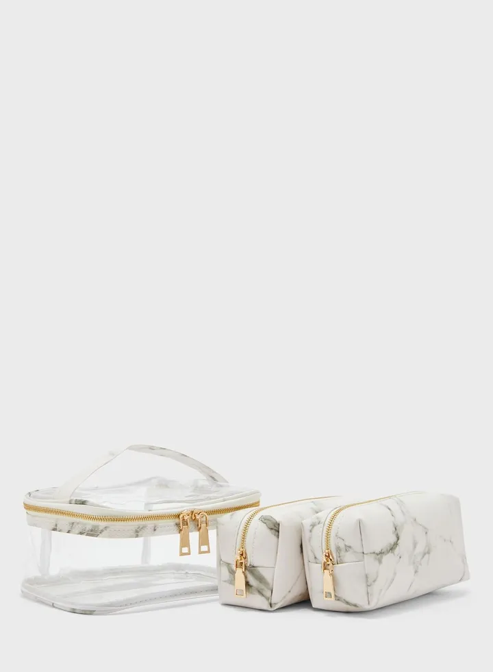 Marble 3 Piece Cosmetic Bags Set