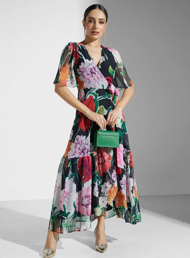 Floral Printed Side Slit Dress