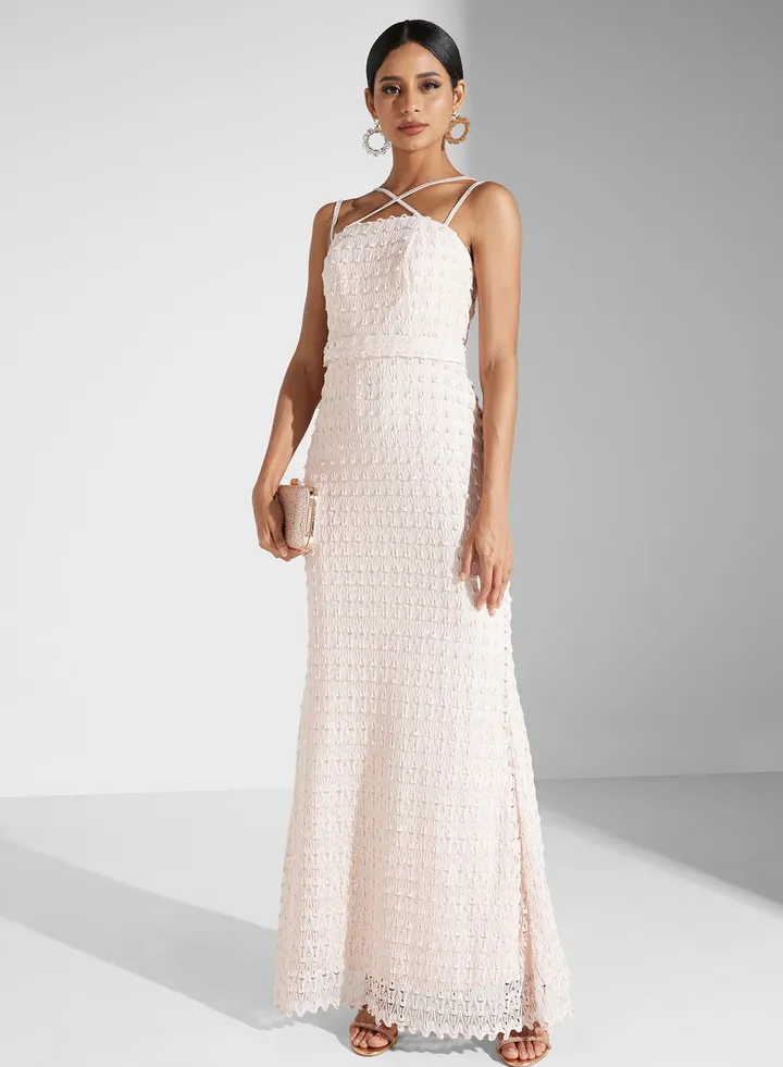 Lace Dress With Crystal Straps