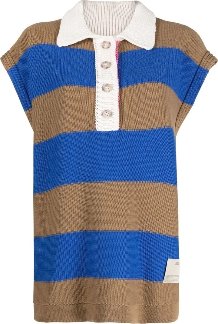 Striped Sleeveless Polo-Top