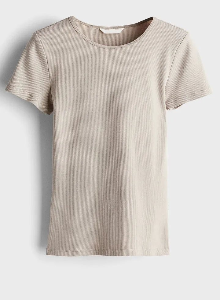 Ribbed Crew Neck T-Shirt