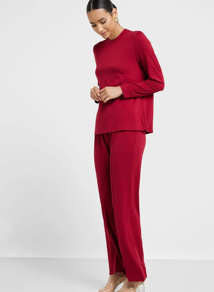 Round Neck Top And Pant Set