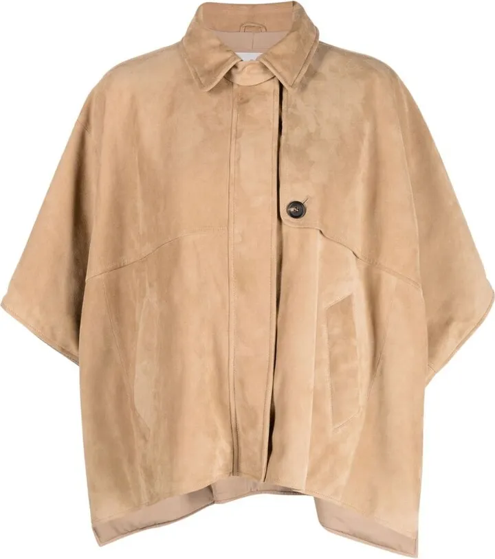 Half-Sleeve Short Suede Cape