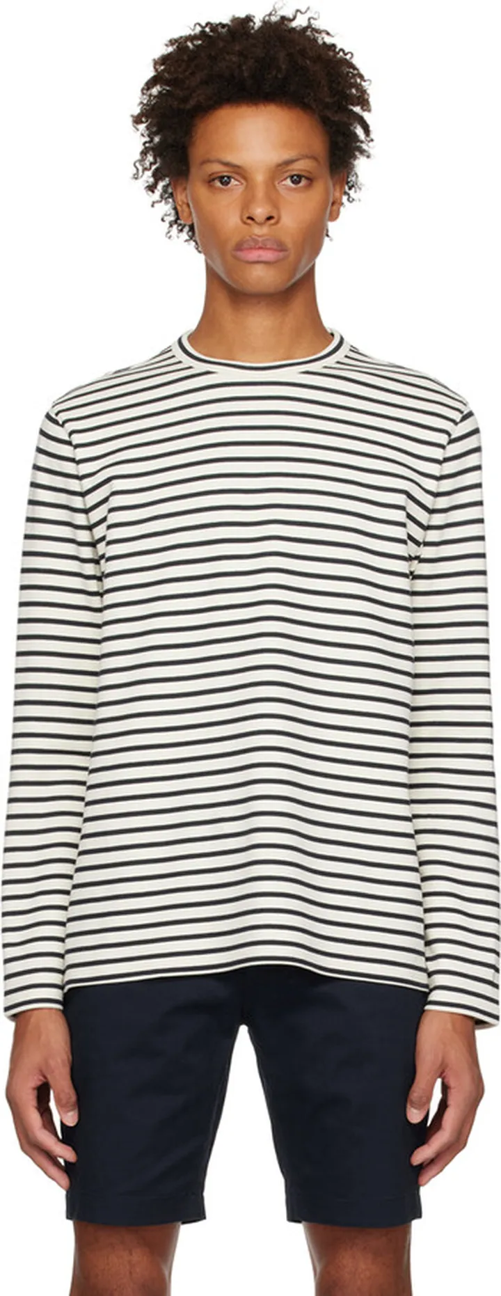 Vince White & Black Breton Striped Long Sleeve T-Shirt