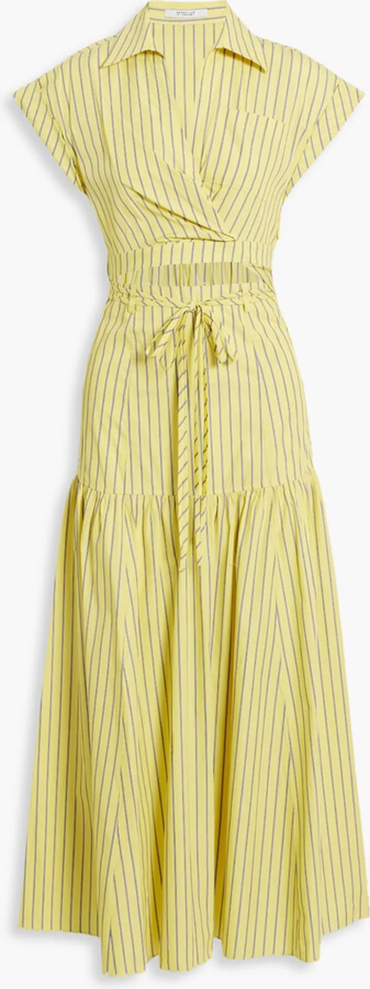 Striped cutout cotton-poplin maxi shirt dress