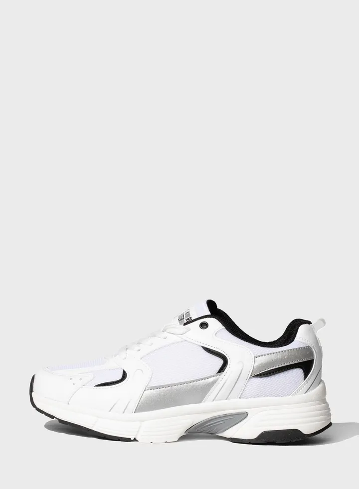 Woman Faux Leather Serrated Sole Sport Shoes
