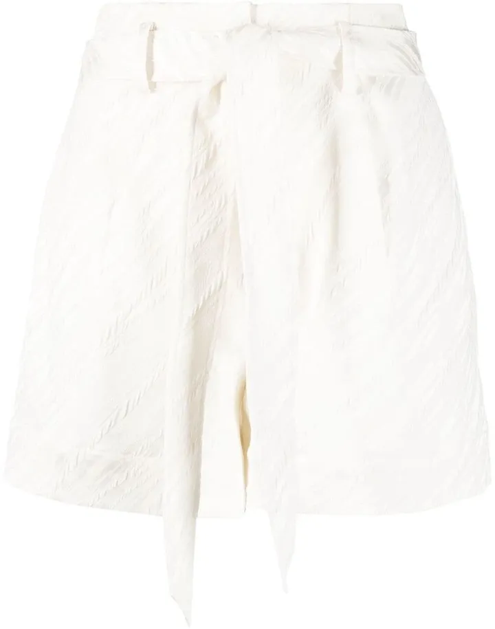 Textured Belted Tailored Shorts