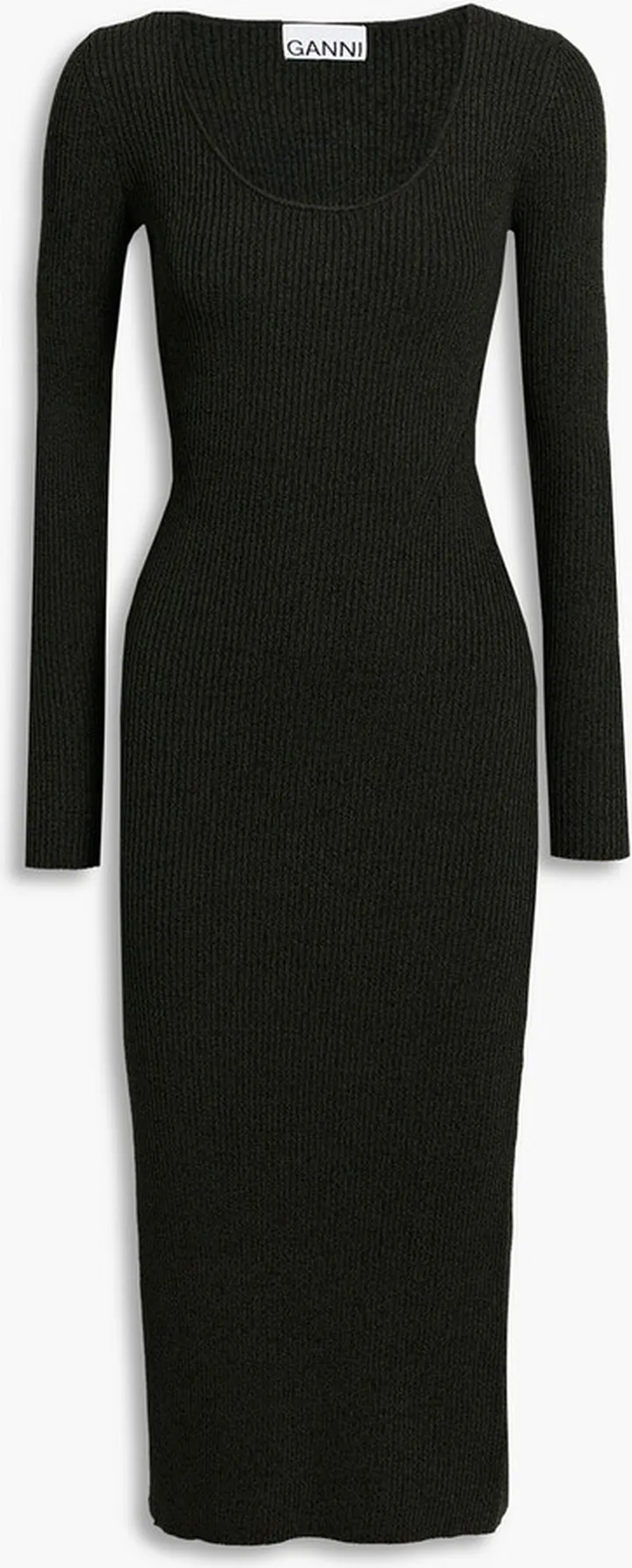 Mélange ribbed-jersey midi dress