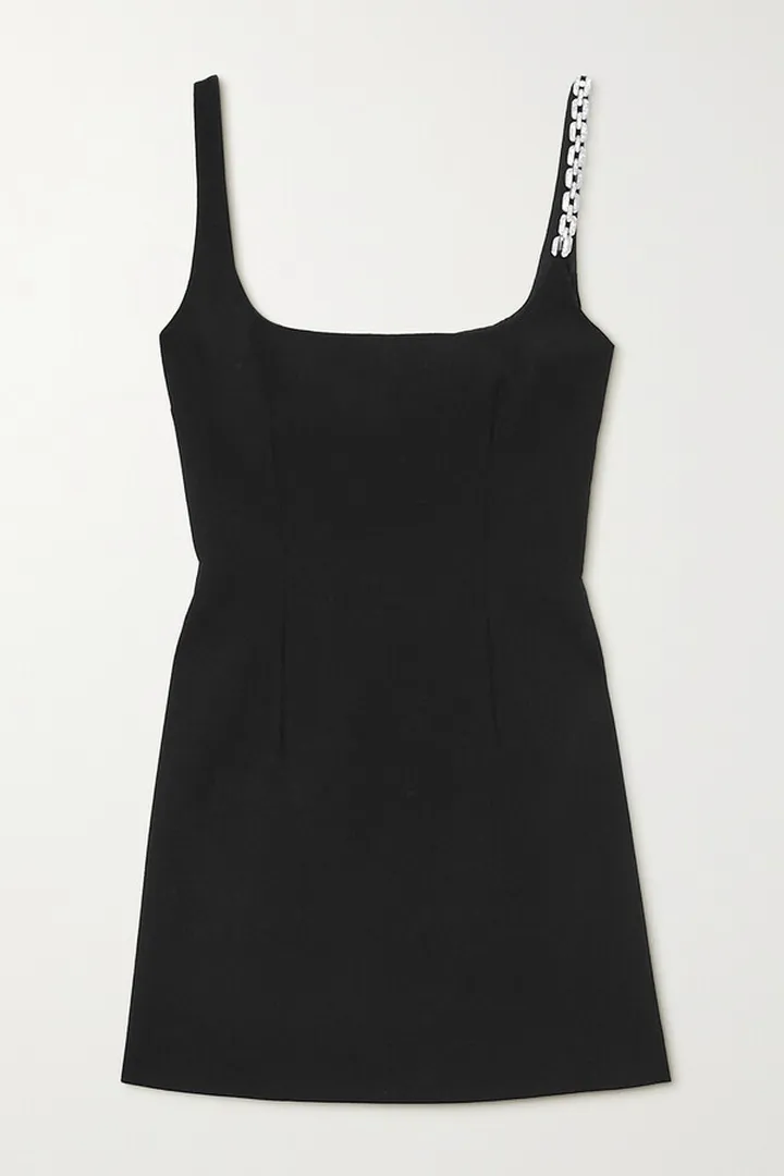 Christopher Kane - Crystal-embellished Wool-crepe Mini Dress - Black