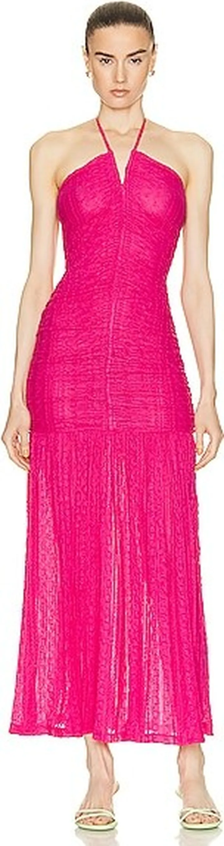 Ganni Jersey Stretch Halter Dress in Fuchsia
