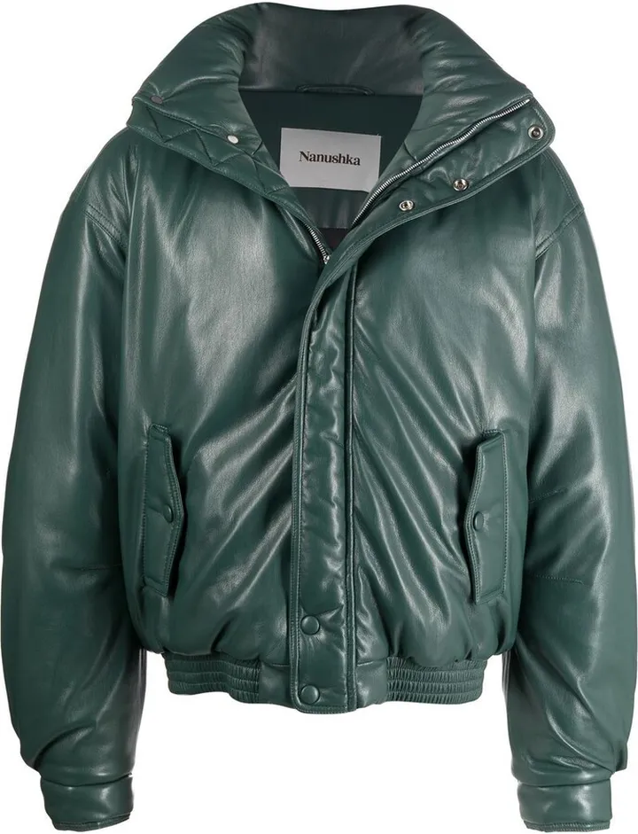 Faux-Leather Hooded Jacket