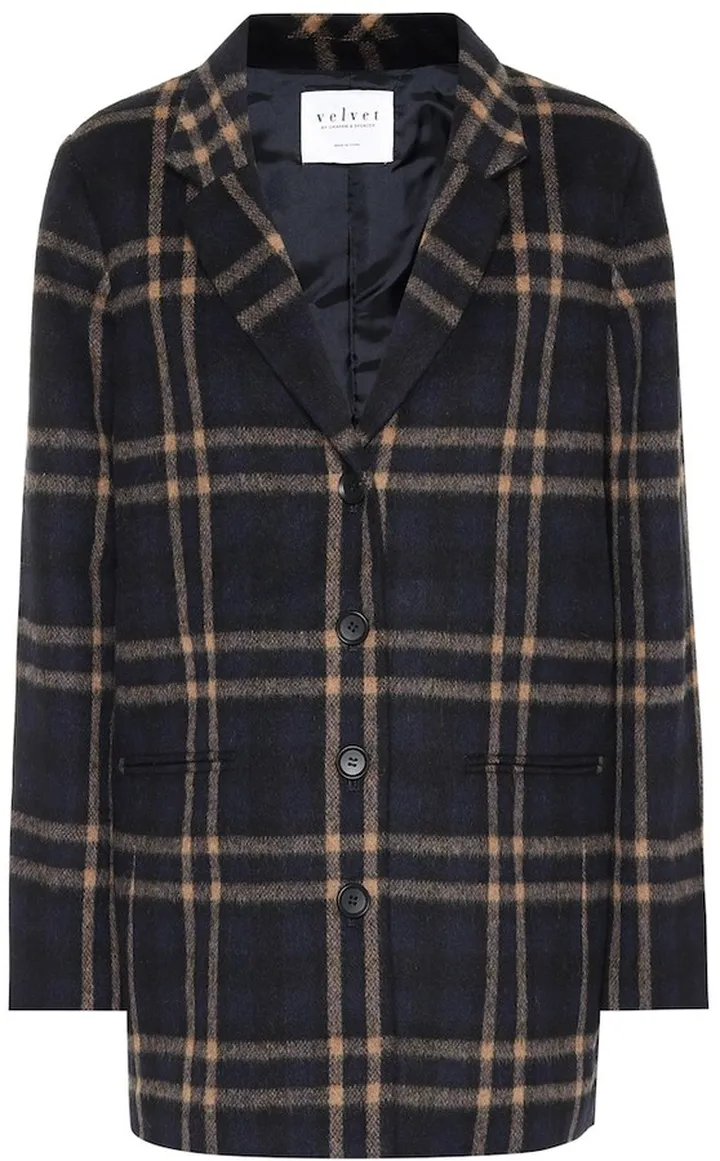 Jasmann plaid wool-blend coat
