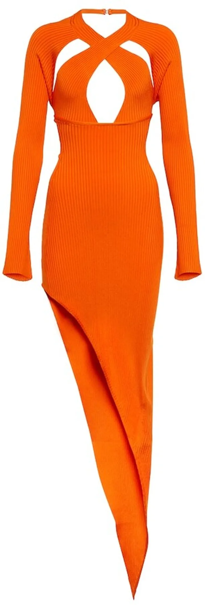 Ribbed-knit cutout midi dress