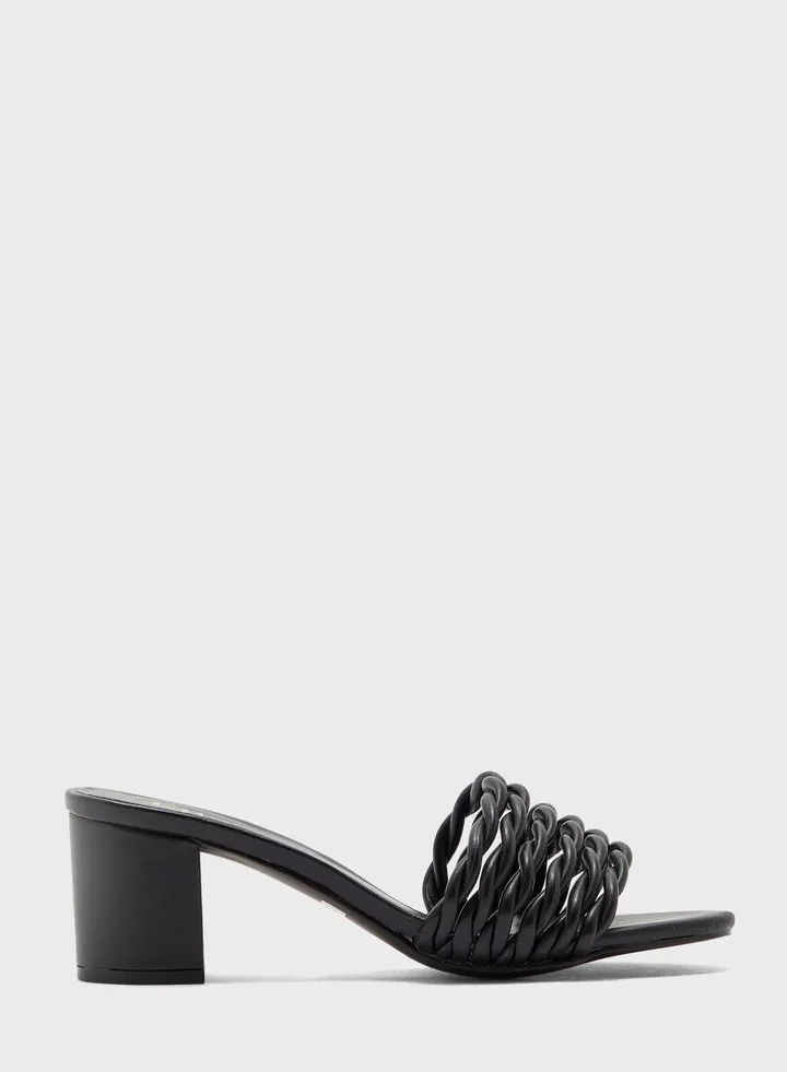 Multi-Braided Block Heel Sandal