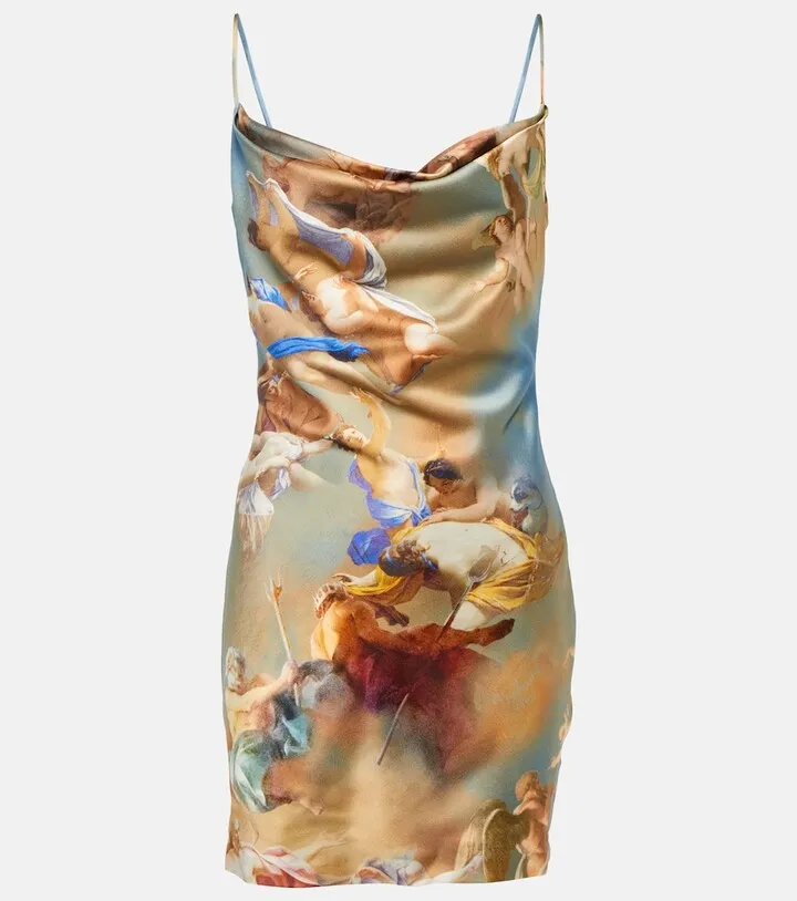 Printed satin minidress