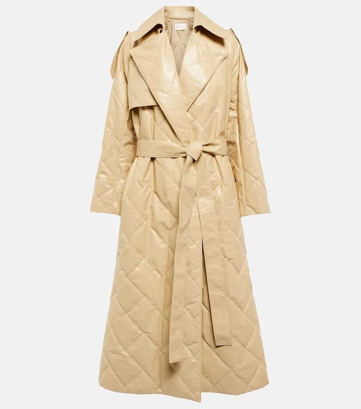 Agathon quilted leather trench coat