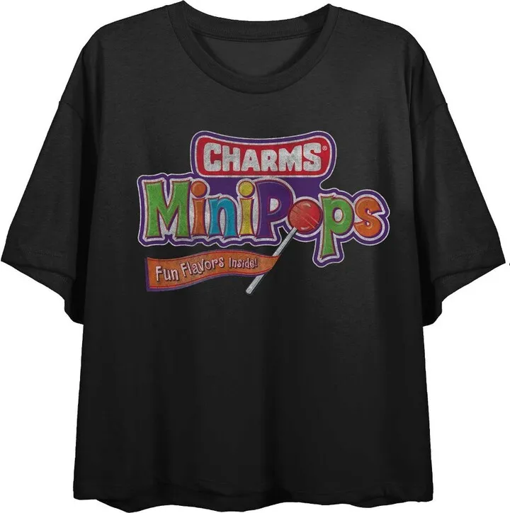 Charms Mini-Pops Distressed Logo Women’s Black Cropped Tee-XL