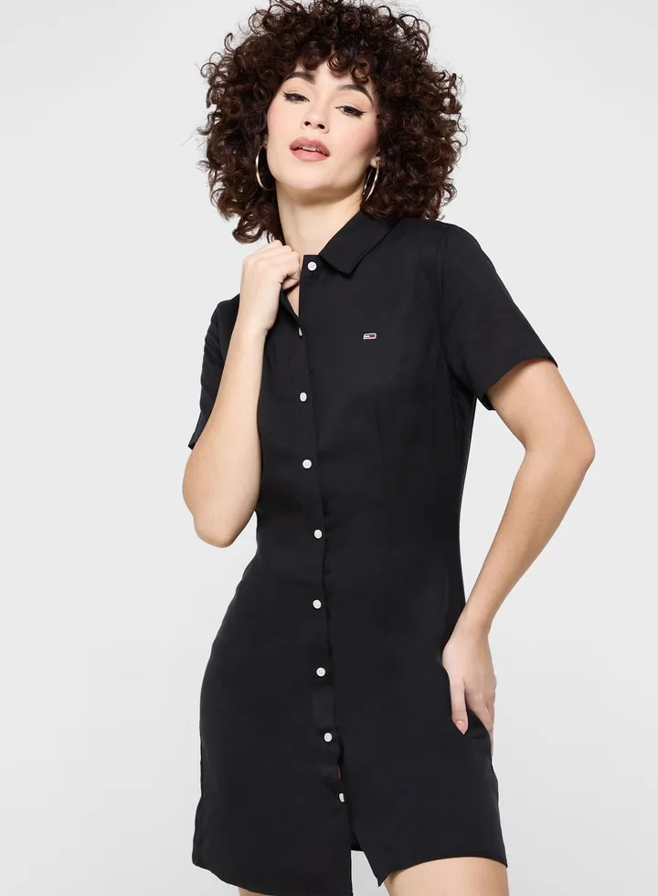 Button Detail Shirt Dress