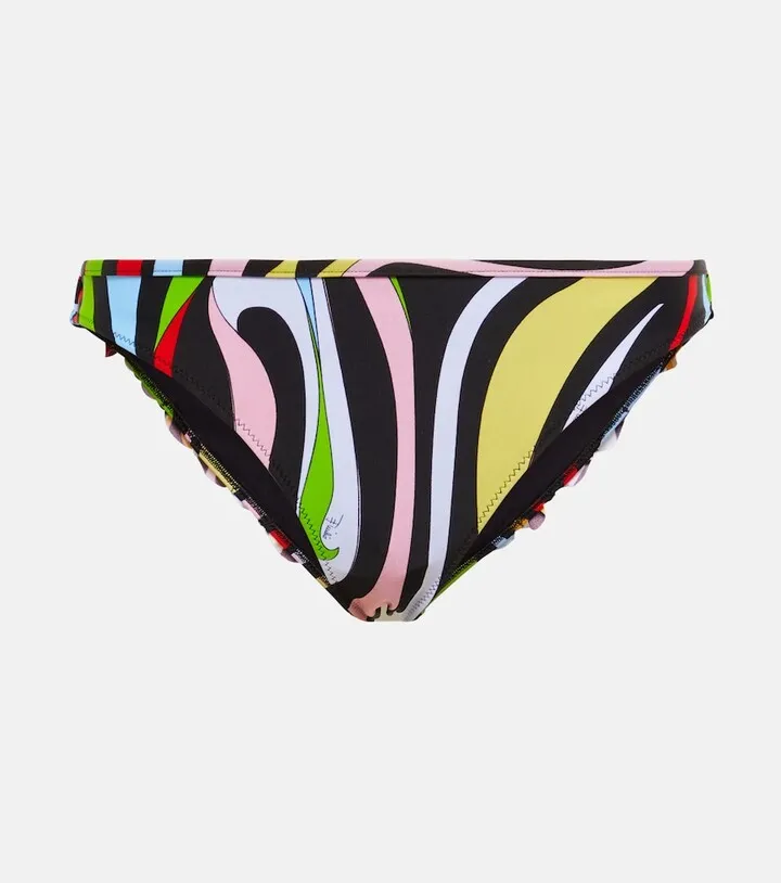 Printed ruffled bikini bottoms