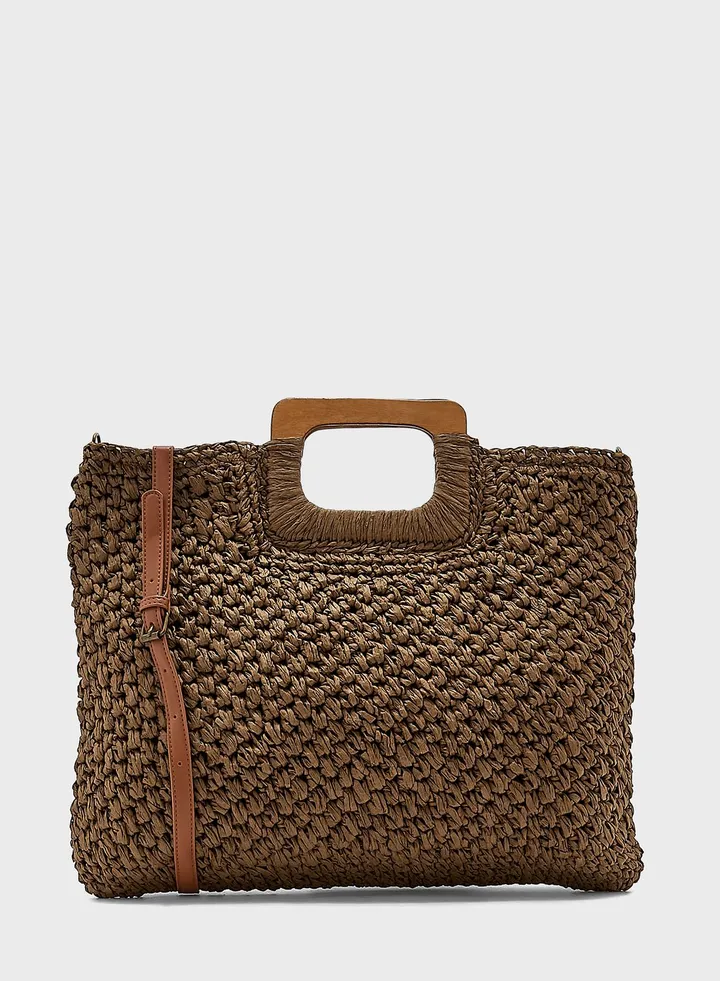 Wooden Handle Tote Bag