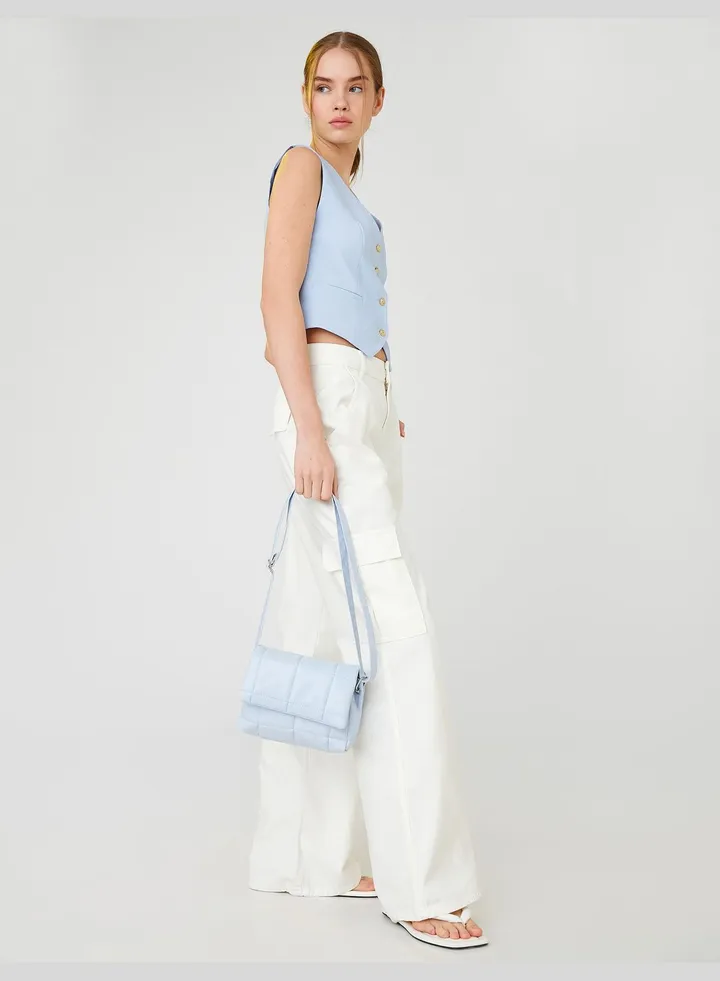 Quilted Faux Leather Strappy Cross Bag
