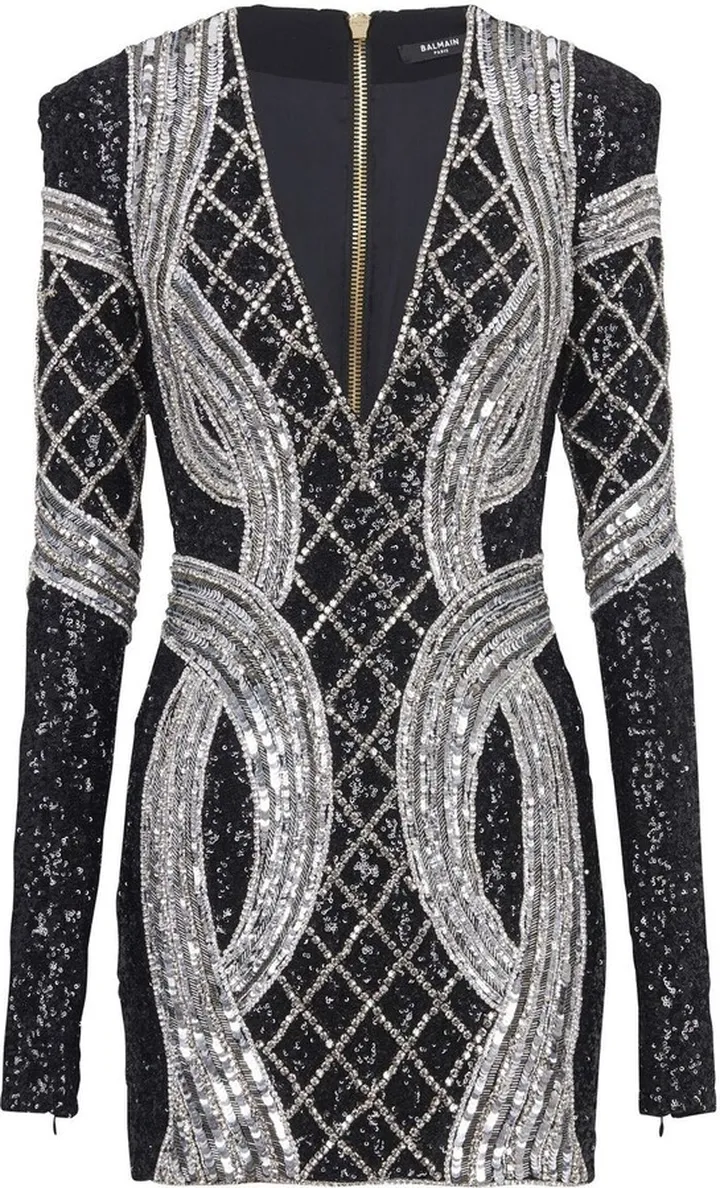 Silver All-Over Embroidered Dress