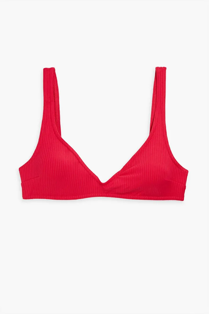 Ribbed triangle bikini top