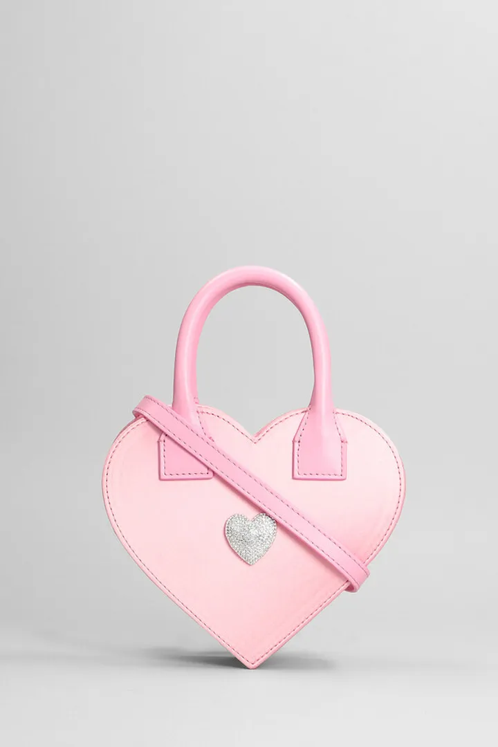 Heart Shape Hand Bag In Rose-pink Satin