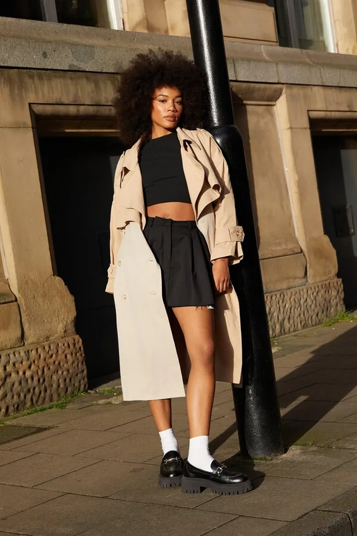 Nasty Gal Womens Two Tone Oversized Belted Trench Coat