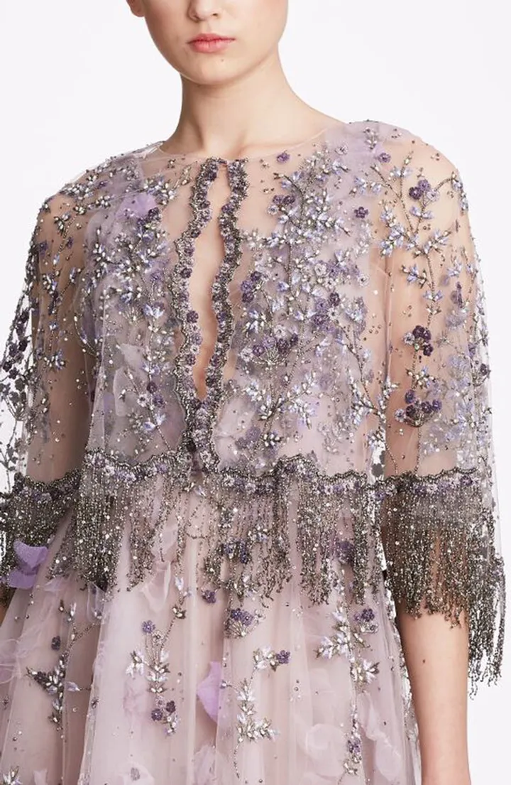 Embroidered Lavender Cape