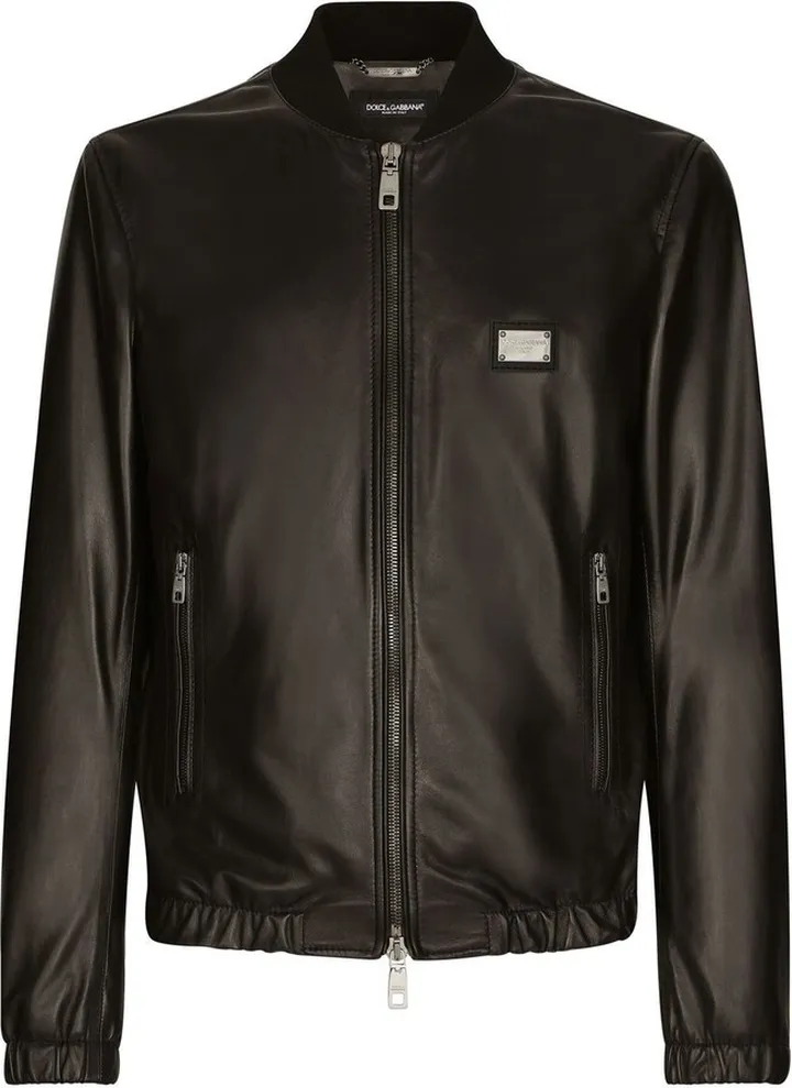 DG Essentials leather bomber jacket