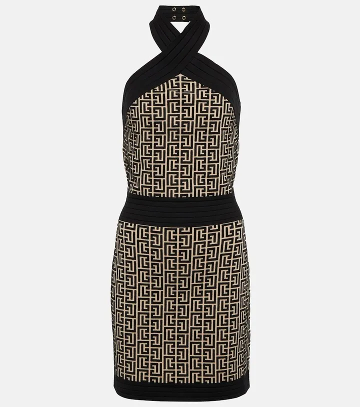 Monogram halter-neck minidress