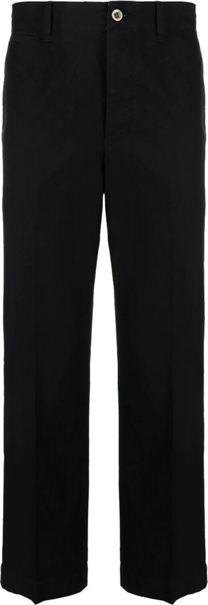 Blue Cropped Straight-Leg Trousers