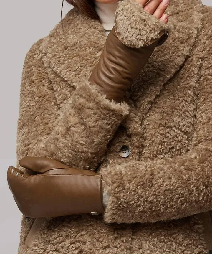 Betrice Faux Shearling Lined Gloves in Hazel Toffee