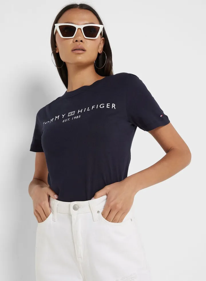 Crew Neck Logo Printed T-Shirt