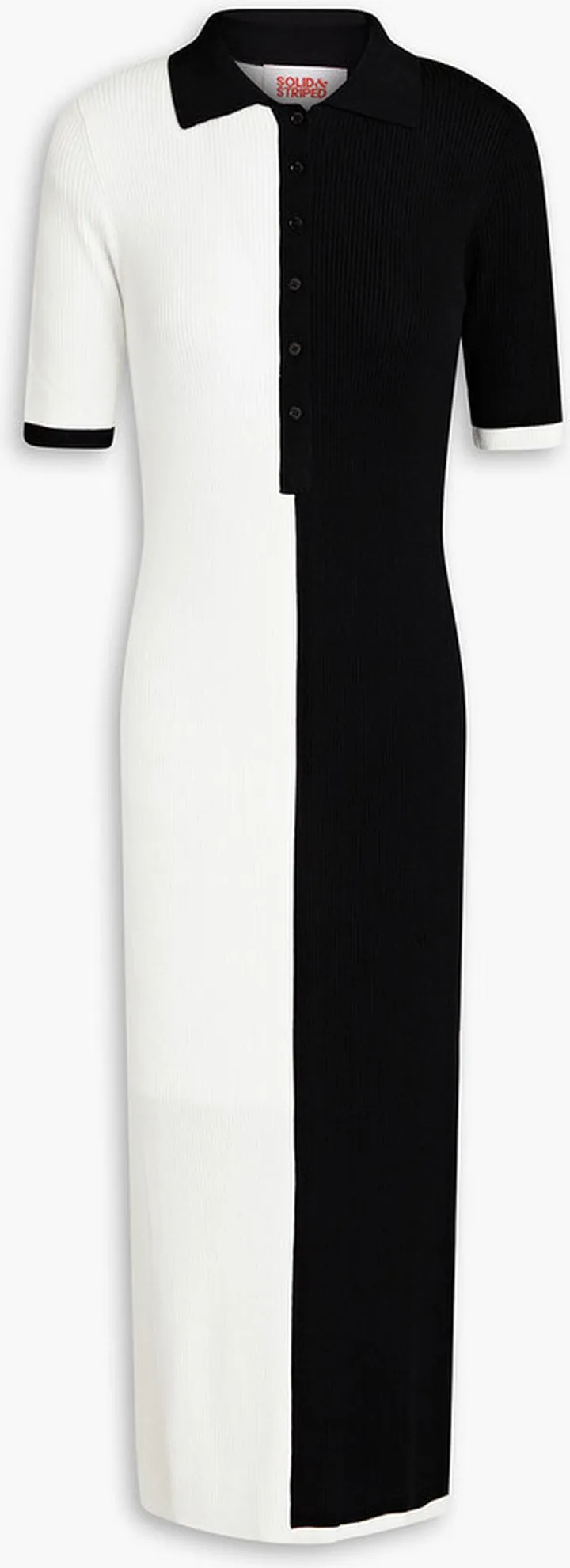 Leigh two-tone ribbed-knit midi shirt dress