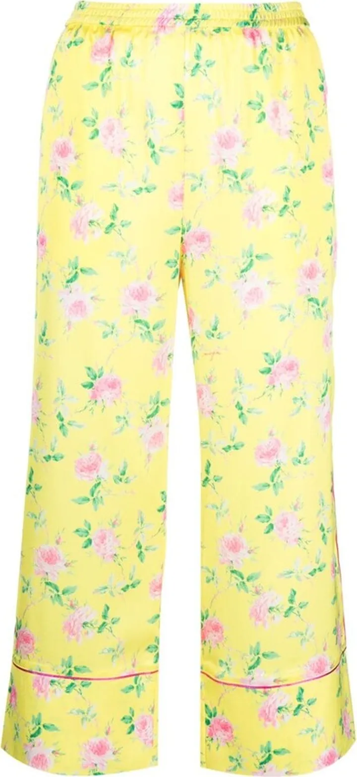 Floral-Print Cropped Trousers
