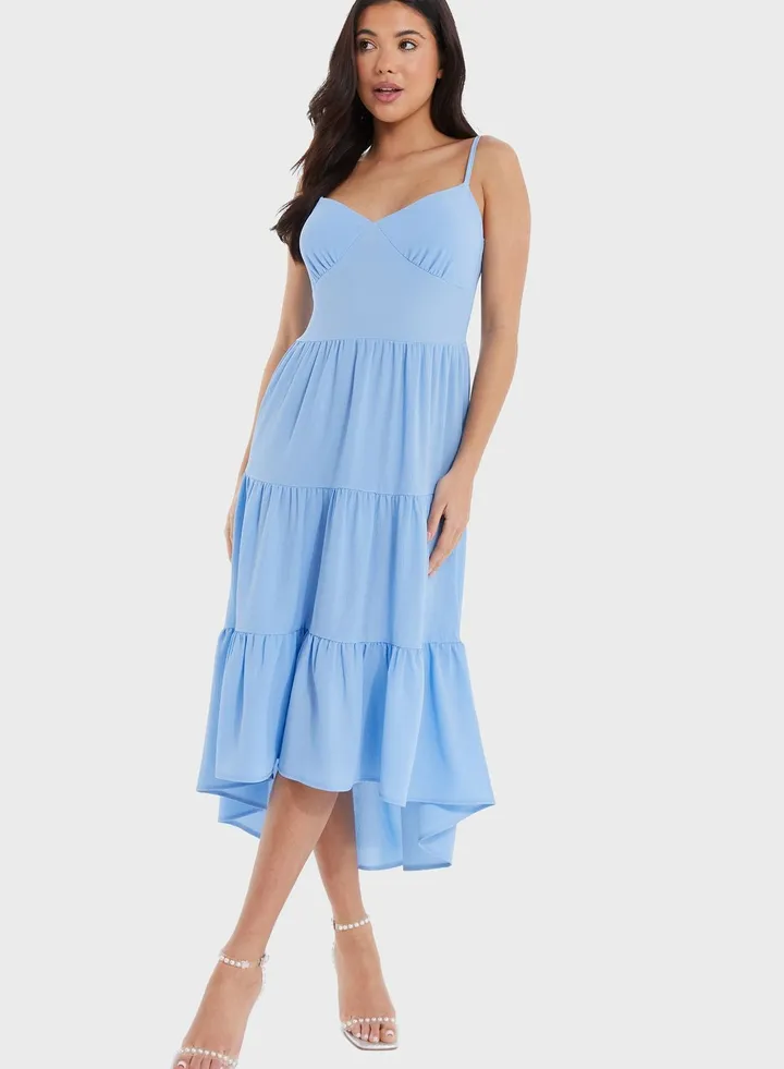 Sweetheart Neck Tiered Dress