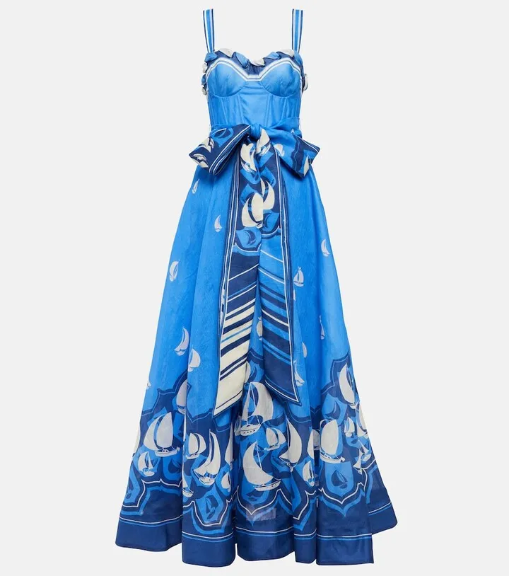High Tide Blue Sailboats maxi dress