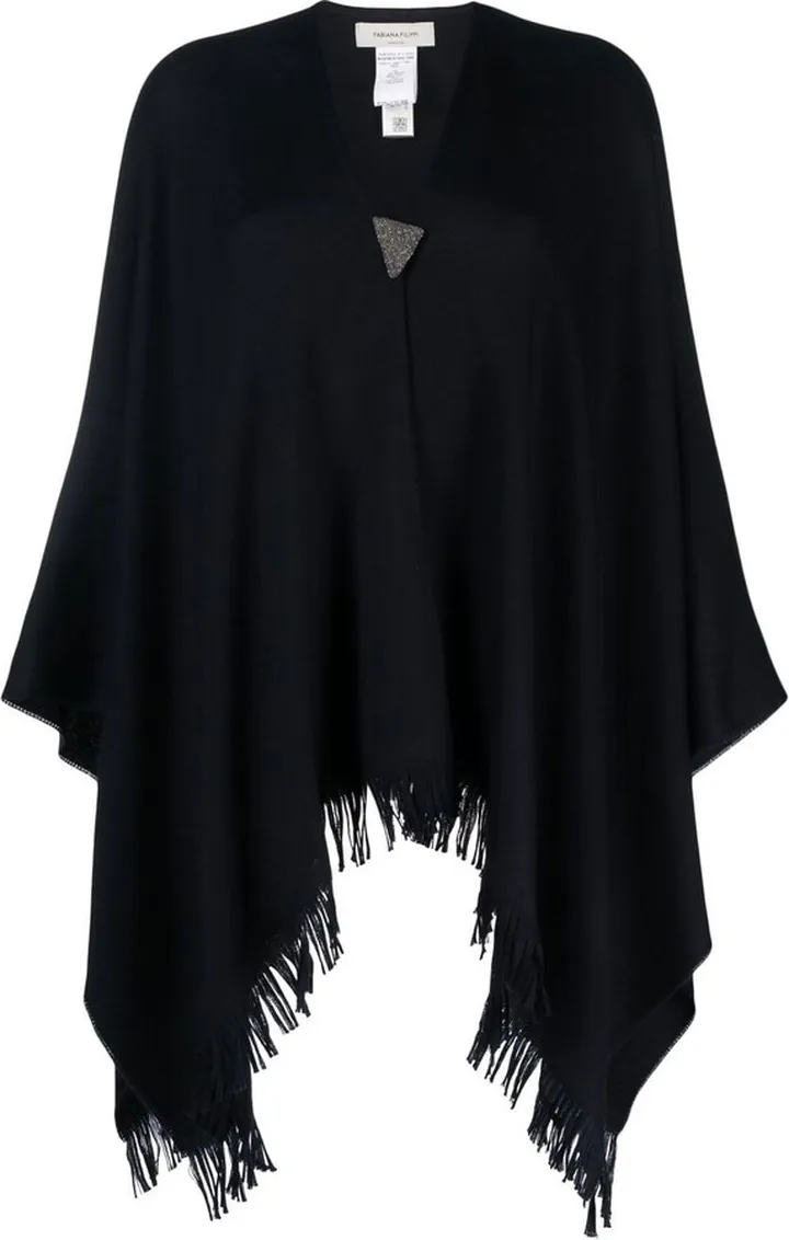 Bead-Embellished Fringed Cape