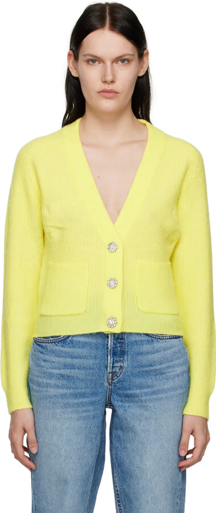 GANNI Yellow Brushed Cardigan