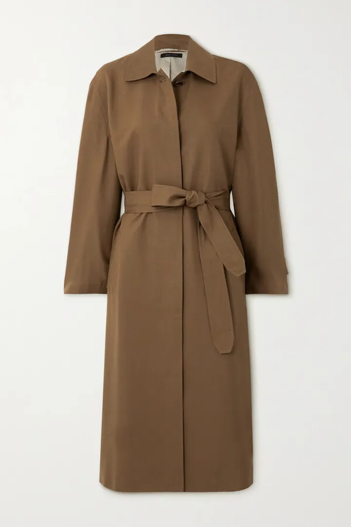 Brioni - Belted Silk-canvas Trench Coat - Brown