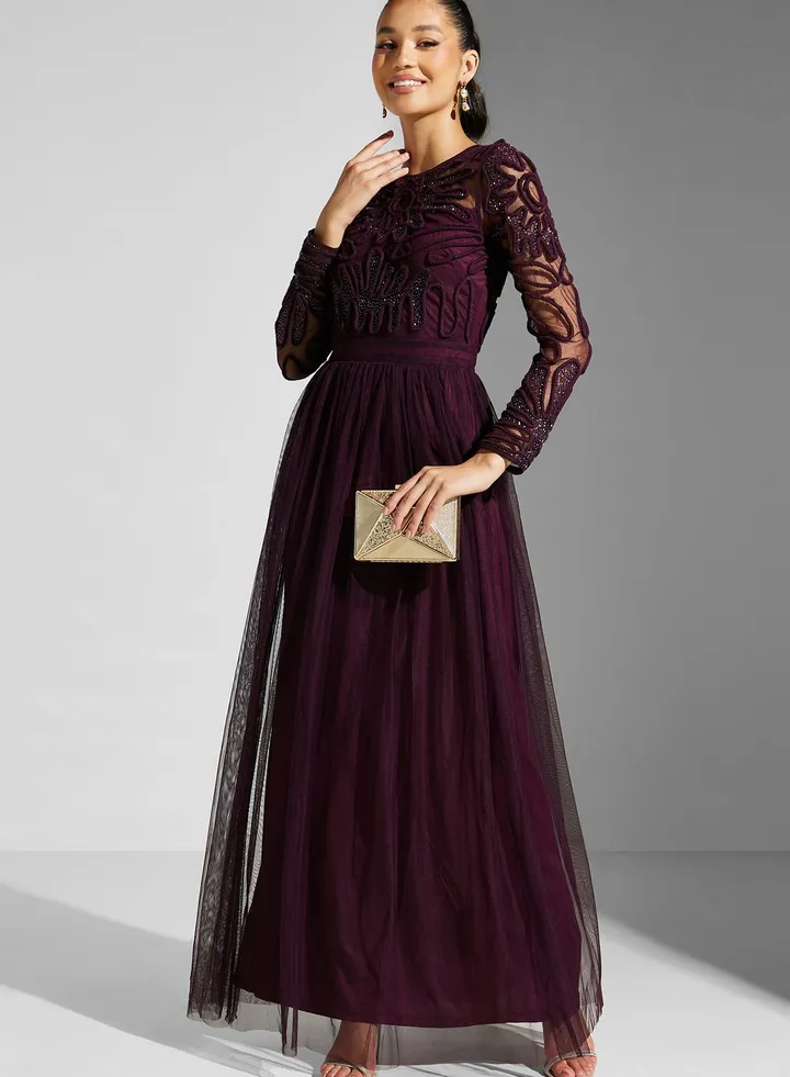 Embellished Mesh Dress
