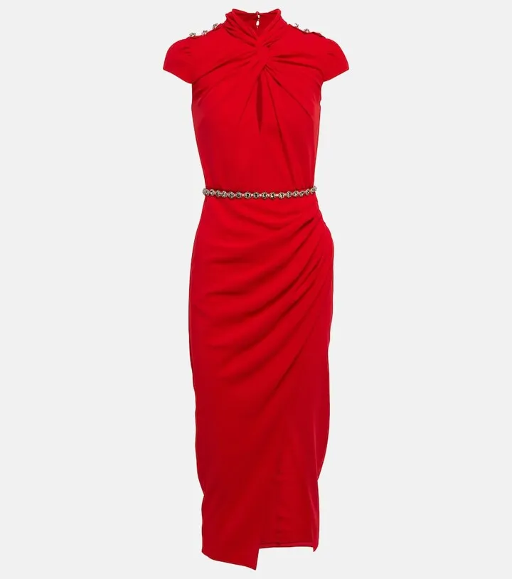 Gathered jersey midi dress