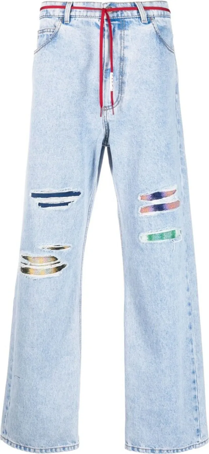 Ripped Light-Wash Jeans