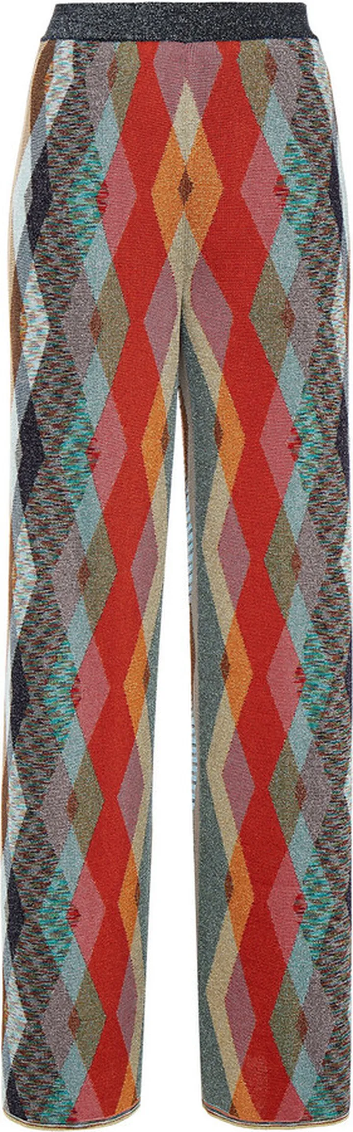 Metallic crochet-knit wide-leg pants