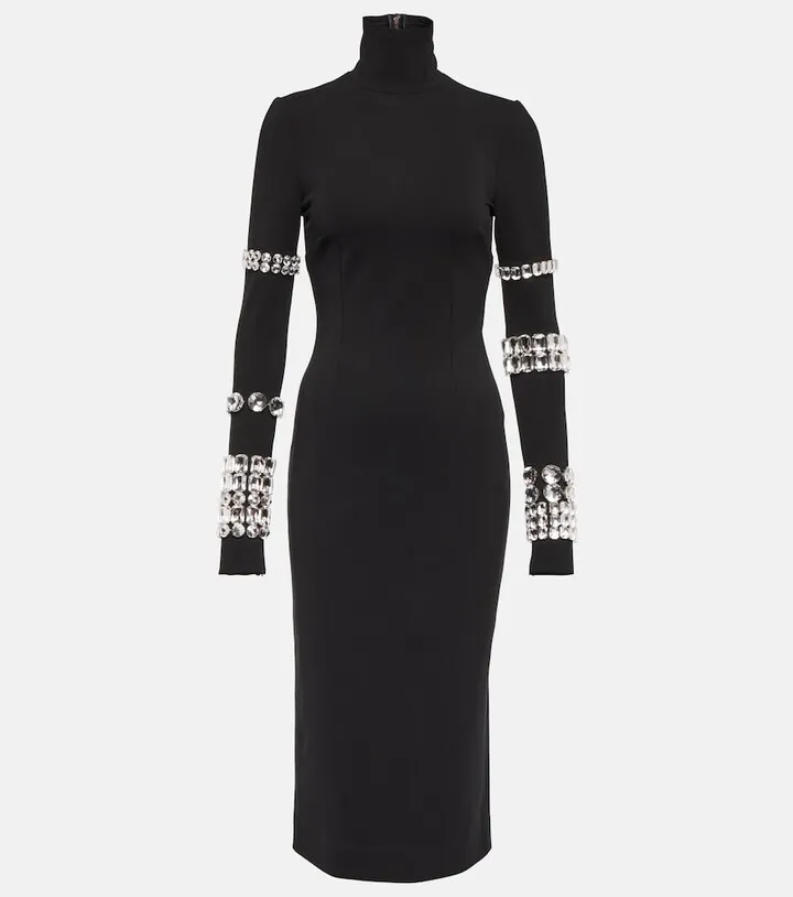 x Kim embellished turtleneck midi dress