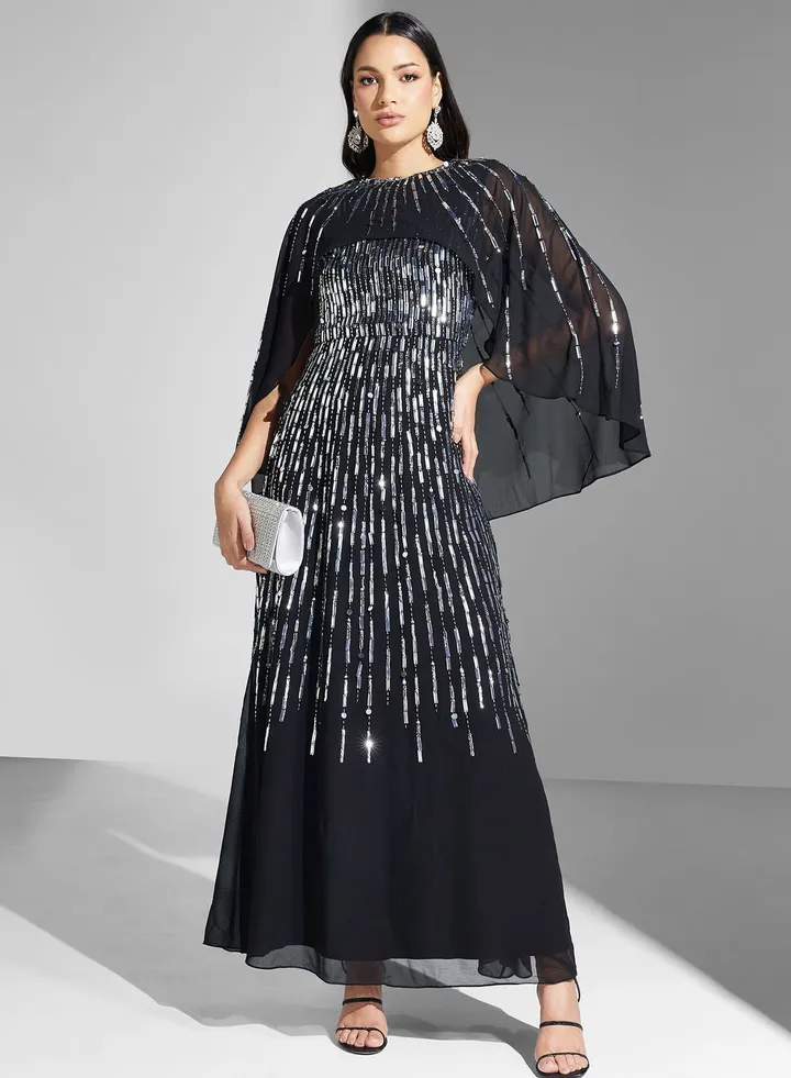 Embellished Flare Sleeve Dress